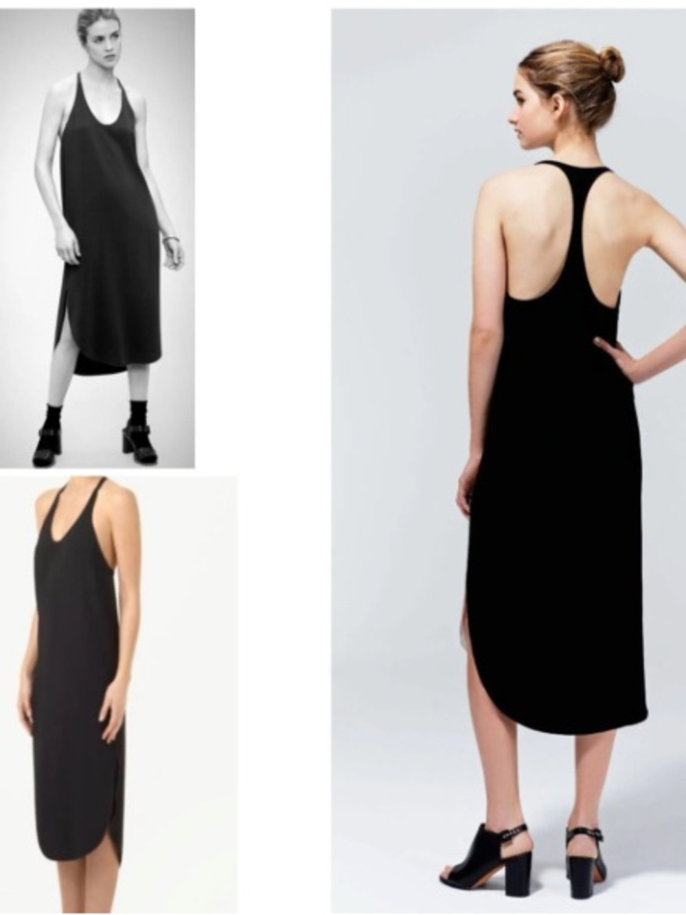 Aritzia Wilfred Colonne Racerback Midi Scoop Black Dress
